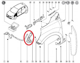 RENAULT CLIO- 4- SPORT TOURER- 13/16; ÖN ÇAMURLUK BAĞLANTI SUPORTU SOL (UÇ KISIM) (SAC) (EAGLE BODY)