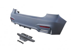 BMW 3 SERI- F30- 12/18; ARKA TAMPON ASTARLI(SENSÖR YUVALI/REFLEKTÖRLÜ/KARLIKLI/ÇİFT EGZOS DELİKLİ)