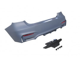 BMW 3 SERI- F30- 12/18; ARKA TAMPON ASTARLI(SENSÖR YUVALI/REFLEKTÖRLÜ/KARLIKLI/ÇİFT EGZOS DELİKLİ)