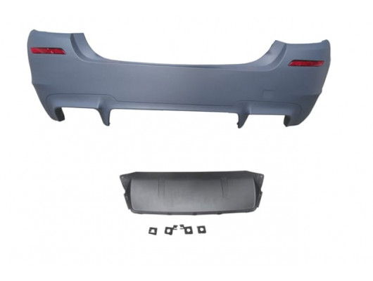 BMW 5 SERI- F10- 10/16; ARKA TAMPON KOMPLE ASTARLI (ÇİFT EGZ.DELİKLİ/KARLIKLI/REFLEKTÖRLÜ) M5 LCI