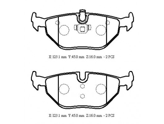 SAAB 9 5- 99/03; ARKA FREN BALATASI (KABLOSUZ)(DİSK) (123,1X45X16)(BRAMAX)