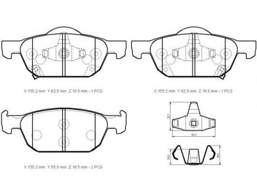 HONDA ACCORD- 08/15; ÖN FREN BALATASI (DİSK) (155.2X62.5X16.5) (DAIWA)