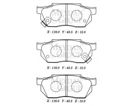 HONDA CIVIC- SD/HB- 92/95; ÖN FREN BALATASI 1.4cc TIRNAKLI TİP (DİSK) (116X43,5X15) (DAIWA)