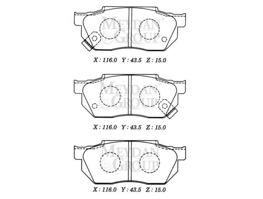 HONDA CIVIC- SD/HB- 92/95; ÖN FREN BALATASI 1.4cc TIRNAKLI TİP (DİSK) (116X43,5X15) (DAIWA)