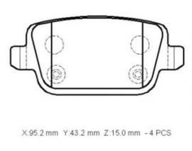FORD MONDEO- 07/11; ARKA FREN BALATASI 1.6/1.8/2.0/2,3/2.5cc (DİSK)(95,2x43,2x15)(BRAMAX)