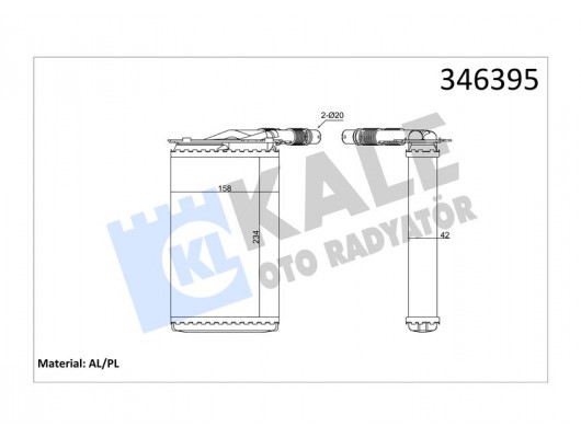 346395 KALORİFER RADYATÖRÜ KNG-KNG EXPRESS 1.4-1.6 16V-1.5 DCI-1.9DTI-1.9DCI 234x158