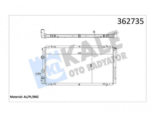 351020 MOTOR SU RADYATÖRÜ RENAULT MASTER II 01 OPEL MOVANO 01 1.9dCi 2.5dCi 2.8 DTI MT AC-NAC BRAZING 730x388x32