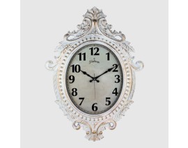 731-BA DUVAR SAATİ GRİ ÇERÇEVE ÇAP:73cm x 54cm VİNTAGE TAÇLI EKSİTME DEKORATİF AMERİKAN BRİSTOL KADRAN AKAR SANİYELİ MEKANİZMA AKRİLİK BOYA MİNERAL CAM