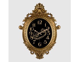 731-VAV DUVAR SAATİ ALTIN SARISI ÇERÇEVE ALLAH /VAV YAZILI ÇAP:73cm x 54cm VİNTAGE TAÇLI EKSİTME DEKORATİF AMERİKAN BRİSTOL KADRAN AKAR SANİYELİ MEKANİZMA AKRİLİK BOYA MİNERAL CAM
