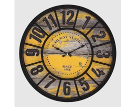 742-4 DUVAR SAATİ DIŞ KENAR SİYAH İÇİ SARI 50CM DEKORATİF EKSİTME MDF KADRAN METALİK AKREP/YELKOVAN AKAR MEKANİZMA AKRİLİK BOYA ABS HAMMADDE