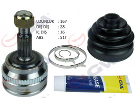 AKS KAFASI DIŞ ÖN MASTER II 2.5 DCİ 98-10 ABS Lİ 51DİŞ 28x36x65 167mm