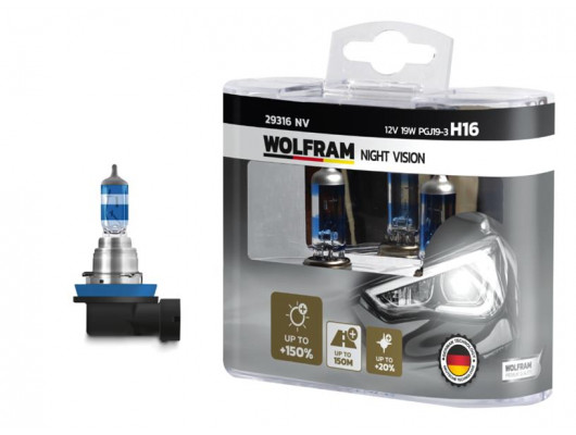 AMPUL 12V H16 19 PGJ19-3 NIGHT VISION 150 FAZLA 20 BEYAZ IŞIK