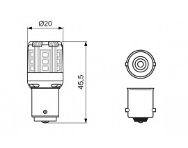 AMPUL - LED RETROFİT - 12 V - -P21W - 1 W - BA15S