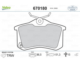 ARKA BALATA MGN II-LGN-GOLF III-IV-PASSAT III-POLO-C3-C4-P307-AUDI A3-A4 87x52.9x15mm
