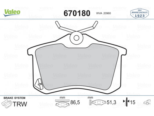 ARKA BALATA MGN II-LGN-GOLF III-IV-PASSAT III-POLO-C3-C4-P307-AUDI A3-A4 87x52.9x15mm