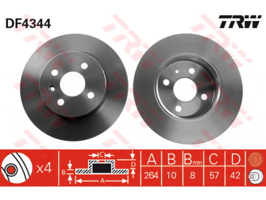 ARKA FREN AYNASI ASTRA H L67 04 14 COMBO C 01 11 MERIVA A 03 10 264x10x4DL DOLU