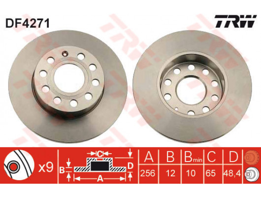 ARKA FREN AYNASI CADDY III-GOLF-V-VI-PLUS-JETTA III-ALTEA 04 A3 03 TOLEDO III-OCTAVIA 04 256x12x9DL