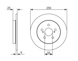 ARKA FREN AYNASI COROLLA 07 1.6VVTI-SUBARU TREZIA 11 1.3-1.4D 259x30.7x5