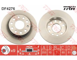 ARKA FREN AYNASI GOLF V-VI-OCTAVIA 04 TOLEDO III ALTEA 04 LEON 04 CADDY III A3 03 255x10x9DL