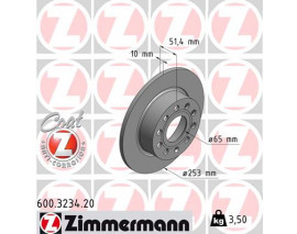 ARKA FREN AYNASI GOLF V-VI-OCTAVIA 04 TOLEDO III ALTEA 04 LEON 04 CADDY III A3 03 255x10x9DL 986479099-DF4276