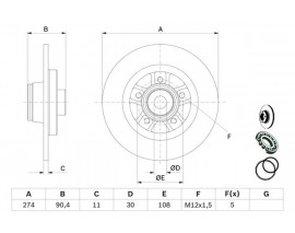 ARKA FREN AYNASI RENAULT KANGOO 08 MERCEDES CITAN 13 21 274x11x5DL RULMANLI