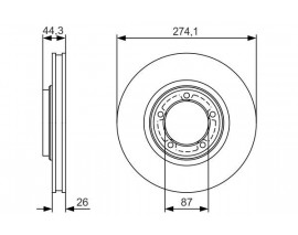 ARKA FREN AYNASI STAREX 2.5TCI-2.5CRDİ 02 H1 2.5CRDİ 03-06 KIA BONGO TCI 05 274x26x5DLxHAVALI