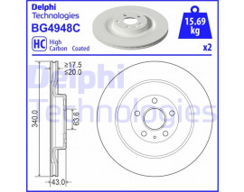 ARKA FREN AYNASI VOLVO XC90 II 256 D5 AWD 2014 2020 XC40 2020 ÇAP 340MM ÇİFTLİ PAKET -BOYALI