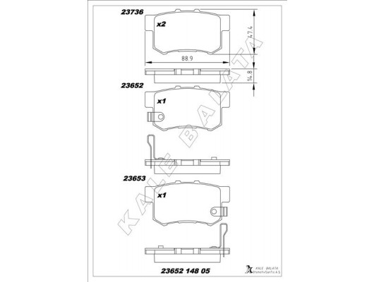 ARKA FREN BALATA HONDA CIVIC 1.4L 1.6L VTEC EP ES EU FD6 FK2 01-13 / ACCORD 2.0L F20 94-98 / CR-V 2.0L K20 RD8 02-06 / LEGEND 3.2L KA7 KA8 24v 91-96 / SUZUKI SX4 1.6L M16A RW415 05-