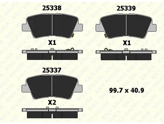ARKA FREN BALATA HYUNDAI i20 1.2L G4LA 15-20 1.4L G4LC 15-18 1.4L D4FC CRDi 15-18 / ELANTRA 1.6L D4FB G4FG 16- / KIA SOUL 1.6L D4FB 14- / SPORTAGE 1.6L G4FD G4FJ T-GDI 15- 1.6L D4FE 18- delikli