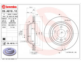 ARKA FREN DISKI-314 22 5 120 VW TOUAREG 03-10 TRANSPORTER 03-08