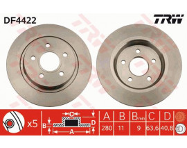 ARKA FREN DISKI AYNA FOCUS II04 11 C-MAX 07 09 VOLVO V50 04 12 C30 06 12 C70 II 05 13 S40 II 04 12 17 JANT - 16 JANT DÜZ 280mm 5 BİJON