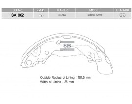 ARKA PABUÇ BALATA ACCENT 03 COUPE 96-02 ELANTRA 96-00 GS8569 203x39