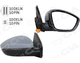 DIŞ DİKİZ AYNA SAĞ ELEKTRİKLİ ISITMALI ASTARLI KONVEKS SENSORLU 10PIN ALT AYDINLATMALI PSA308 13-17 10H10P 6H2P VM-6209NEBPSR