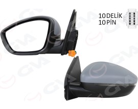 DIŞ DİKİZ AYNA SOL ELEKTRİKLİ ISITMALI ASTARLI KONVEKS 10 PIN ALT AYDINLATMALI PSA 308 13-17 10H10P VM-6209NEBPL