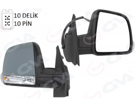 DIŞ DİKİZ AYNASI ELEKTRİKLİ SAĞ DOBLO III 2011 MD. SİNYALLİ KATLANIR / POWER FLOK ASTARLI 10 FİŞ