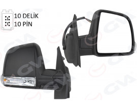 DIŞ DİKİZ AYNASI ELEKTRİKLİ SAĞ DOBLO III 2011 MD. SİNYALLİ KATLANIR / POWER FLOK DESENLİ 10 FİŞ