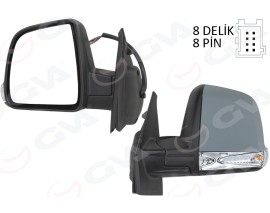 DIŞ DİKİZ AYNASI ELEKTRİKLİ SOL DOBLO III 2011 MD. SİNYALLİ KATLANIR / POWER FLOK ASTARLI 8 FİŞ
