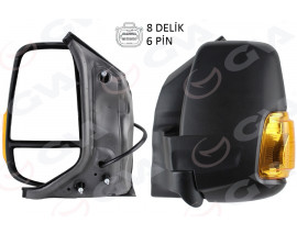 DIŞ DİKİZ AYNASI KISA KOL SOL ELEKTİRİKLİ SARI SİNYALLİ REZİSTANSLI TRASNIT V363 14