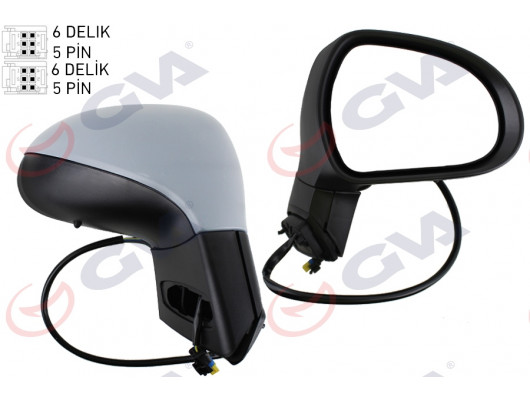DIŞ DİKİZ AYNASI SAĞ 207 06 ELEKTRİKLİ ISITMALI SİNYALLİ KATLANIR SENSÖRLÜ ASTARLI KONVEKS VM-6207EBR