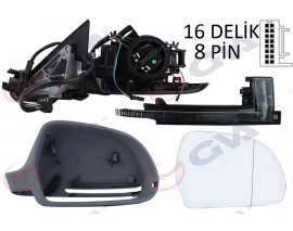 DIŞ DİKİZ AYNASI SAĞ A3 08 ELEKTRİKLİ ISITMALI KATLANIR 3 KAPILI ASTARLI ASFERİK 10 FİŞ VM-019EBAR