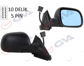 DIŞ DİKİZ AYNASI SAĞ A3 96-00 ELEKTRİKLİ ISITMALI MAVİ CAM KONVEKS VM-042R