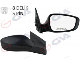 DIŞ DİKİZ AYNASI SAĞ BLUE 12 ELEKTRİKLİ ISITMALI SİYAH KAPAK KONVEKS 5 FİŞ VM-6451ER