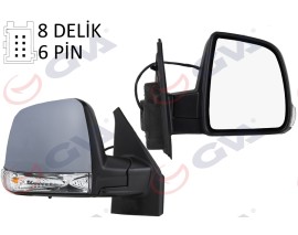 DIŞ DİKİZ AYNASI SAĞ DOBLO 11 ELEKTRİKLİ SİNYALLİ ASTARLI TEK CAMLI KONVEKS 6 FİŞ VM-668EHPR