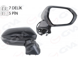 DIŞ DİKİZ AYNASI SAĞ ELEKTİKLİ SİNYALLİ KONV SİYAH 5 PİN Lİ TOYOTA COROLLA 19-