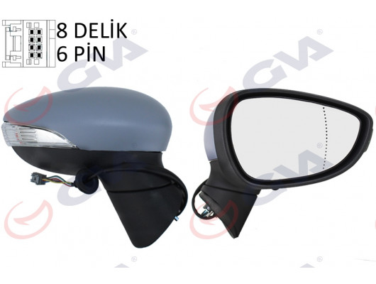 DIŞ DİKİZ AYNASI SAĞ FIESTA 08 14 ELEKTRİKLİ ISITMALI SİNYALLİ ASTARLI 6 FİŞ VM-6313EHPAR