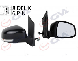 DIŞ DİKİZ AYNASI SAĞ FOCUS II 08 11 ELEKTRİKLİ ISITMALI SİNYALLİ ASFERİK 6 FİŞ VM-6304EHAR