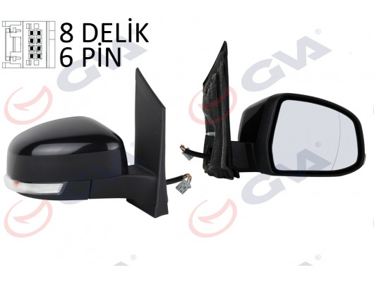 DIŞ DİKİZ AYNASI SAĞ FOCUS II 08 11 ELEKTRİKLİ ISITMALI SİNYALLİ ASFERİK 6 FİŞ VM-6304EHAR