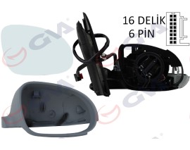 DIŞ DİKİZ AYNASI SAĞ GOLF 03 ELEKTRİKLİ ISITMALI SİNYALLİ ASTARLI KONVEKS 6 FİŞ VM-197EHPR