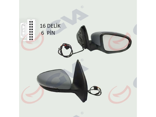 DIŞ DİKİZ AYNASI SAĞ GOLF 09 ELEKTRİKLİ ISITMALI ASTARLI SİNYALLİ KONVEKS 6 FİŞ VM-6197EHPR