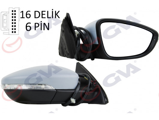 DIŞ DİKİZ AYNASI SAĞ JETTA 11 ELEKTRİKLİ ISITMALI SİNYALLİ ASTARLI KONVEKS 7 FİŞ VM-6381EHPR